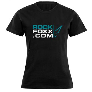 ROCKFOXX U-Neck T-Shirt LADIES schwarz, großes Logo