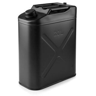 Jerry Can Stainless Steel, Satin Black, vertical, 20 litres