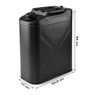 Jerry Can Stainless Steel, Satin Black, vertical, 20 litres